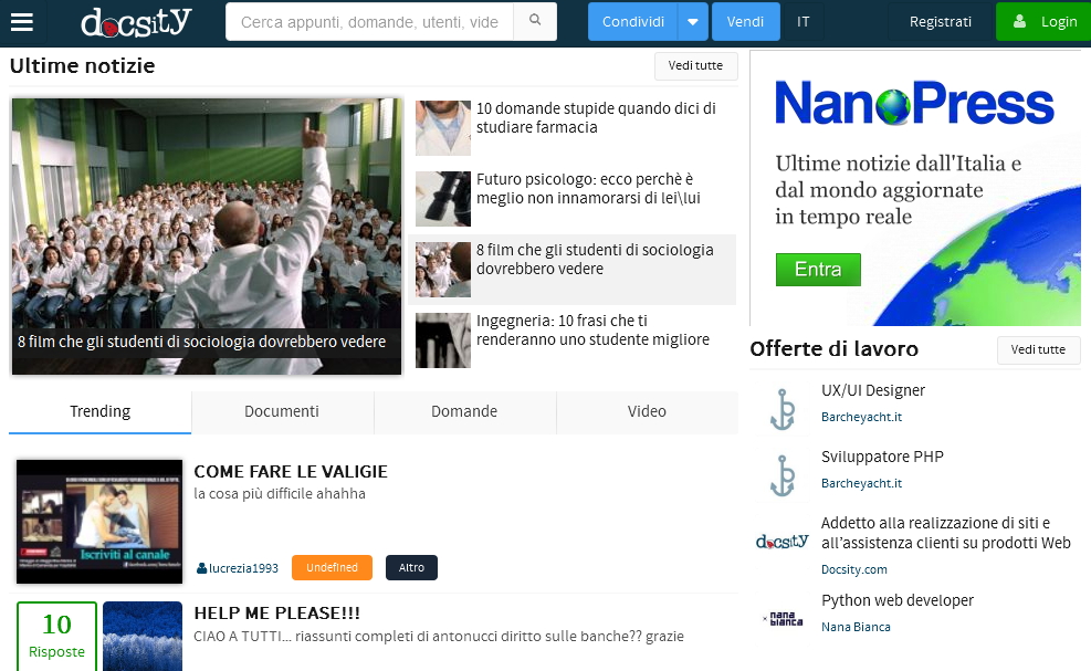 Docsity, online la nuova release del social degli studenti, 100 